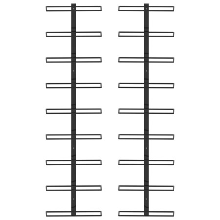 Portavini da Parete per 18 Bottiglie 2 pz Nero in Ferro