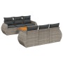 Set Divani da Giardino 7 pz con Cuscini Grigio in Polyrattan