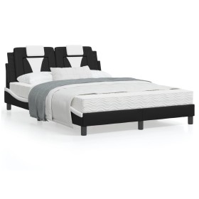 Letto con Materasso Nero e Bianco 120x200 cm in Similpelle