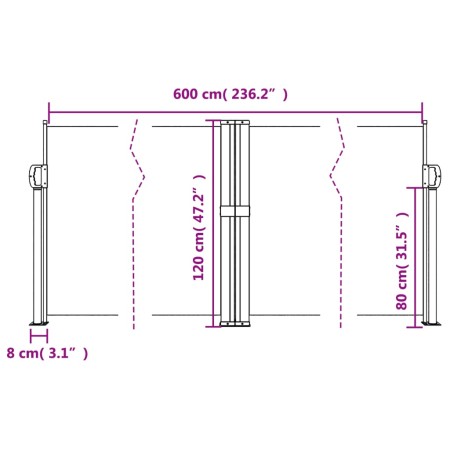 Tenda da Sole Laterale Retrattile Nera 120x600 cm