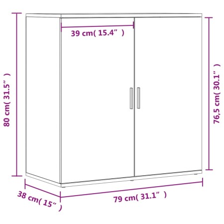 Credenza Rovere Fumo 79x38x80 cm in Legno Multistrato