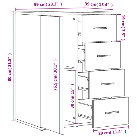 Credenza Bianca 59x39x80 cm in Legno Multistrato