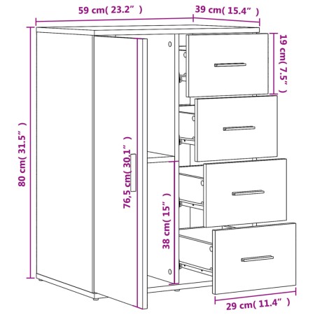 Credenza Rovere Sonoma 59x39x80 cm in Legno Multistrato