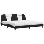 Letto con Materasso Nero e Bianco 200x200cm in Similpelle