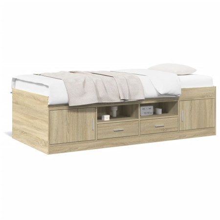 Divano Letto con Cassetti Rovere Sonoma 75x190 cm Multistrato