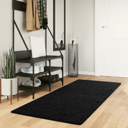 Tappeto Shaggy PAMPLONA a Pelo Lungo Moderno Nero 80x200 cm