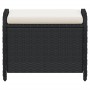 Sgabello Giardino con Cuscino Nero 58x46x46 cm in Polyrattan