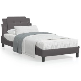 Letto con Materasso Grigio 90x190 cm in Similpelle