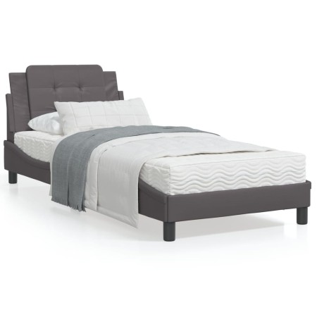 Letto con Materasso Grgio 90x200 cm in Similpelle