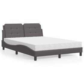 Letto con Materasso Grigio 140x190 cm in Similpelle