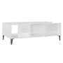 Tavolino Salotto Bianco Lucido 103,5x60x35 cm Legno Multistrato