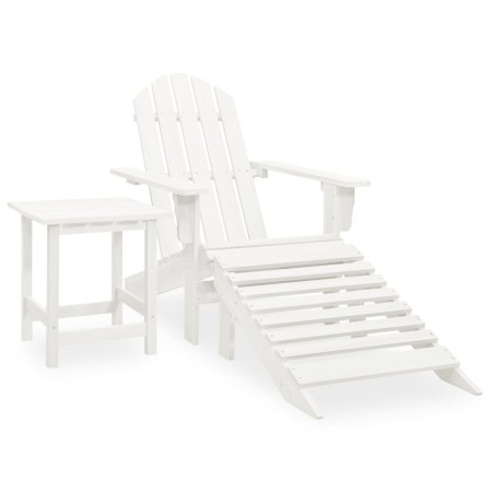 Sedia Adirondack con Ottomana e Tavolo in Abete Massello Bianco