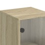 Credenza con Ante in Vetro Rovere Sonoma 35x37x120 cm