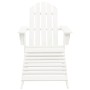 Sedia Adirondack con Ottomana e Tavolo in Abete Massello Bianco