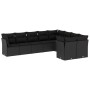 Set Divani da Giardino 9 pz con Cuscini Nero in Polyrattan