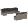 Set Divano da Giardino 10 pz con Cuscini Grigio in Polyrattan