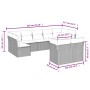 Set Divano da Giardino 9 pz con Cuscini Grigio in Polyrattan