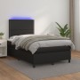 Letto a Molle con Materasso e LED Nero 120x190 cm in Similpelle