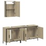 Set Mobili da Bagno 3 pz Rovere Sonoma in Legno Multistrato