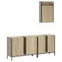 Set Mobili da Bagno 3 pz Rovere Sonoma in Legno Multistrato