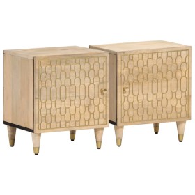 Comodini 2pz 40x33x46 cm in Legno Massello di Mango