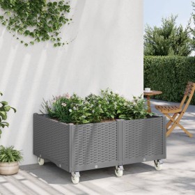 Fioriera da Giardino con Ruote Grigio Chiaro 100x80x54 cm in PP