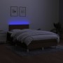 Letto a Molle Materasso e LED MarroneScuro 120x190cm in Tessuto