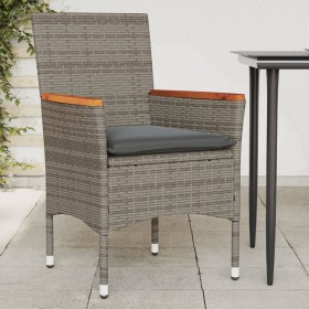 Sedie da Giardino con Cuscini 2 pz Grigie in Polyrattan