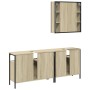 Set di Mobili da Bagno 3 pz Rovere Sonoma in Legno Multistrato