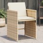 Sedie da Giardino con Cuscini 4 pz Beige in Polyrattan