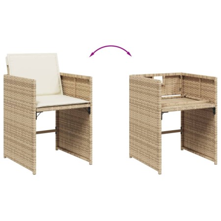 Sedie da Giardino con Cuscini 4 pz Beige in Polyrattan