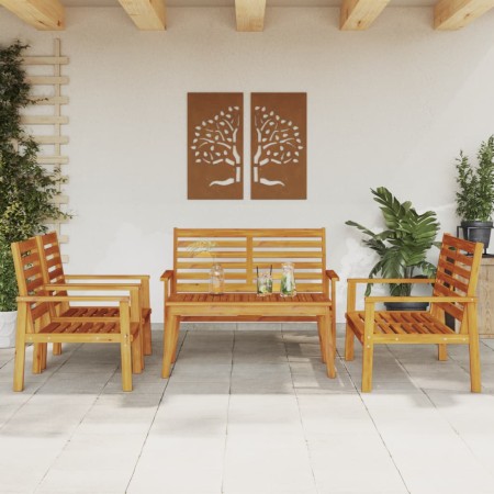 Set Salotto da Giardino 5 pz in Legno Massello di Acacia