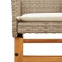 Sedie Giardino con Cuscini 2 pz Beige Polyrattan Legno Massello