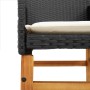 Sedie Giardino con Cuscini 2pz Nere Polyrattan e Legno Massello