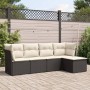 Set Divani da Giardino 5 pz con Cuscini in Polyrattan Nero