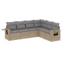 Set Divano da Giardino 6 pz con Cuscini Beige in Polyrattan