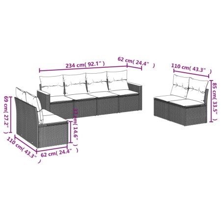 Set Divano da Giardino 8 pz con Cuscini Grigio in Polyrattan