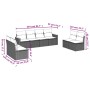 Set Divano da Giardino 8 pz con Cuscini Grigio in Polyrattan