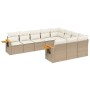 Set Divano da Giardino 10 pz con Cuscini Beige in Polyrattan