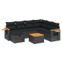 Set Divani da Giardino con Cuscini 8 pz Nero in Polyrattan