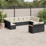 Set Divani da Giardino 12 pz con Cuscini Nero in Polyrattan