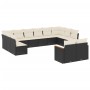 Set Divani da Giardino 12 pz con Cuscini Nero in Polyrattan