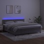 Letto a Molle Materasso e LED Grigio Chiaro 180x200 cm Velluto