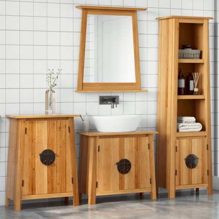 Set Mobili da Bagno 4 pz in Legno Massello di Pino