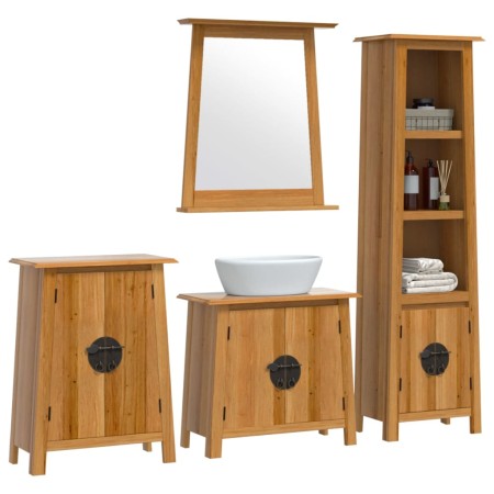 Set Mobili da Bagno 4 pz in Legno Massello di Pino