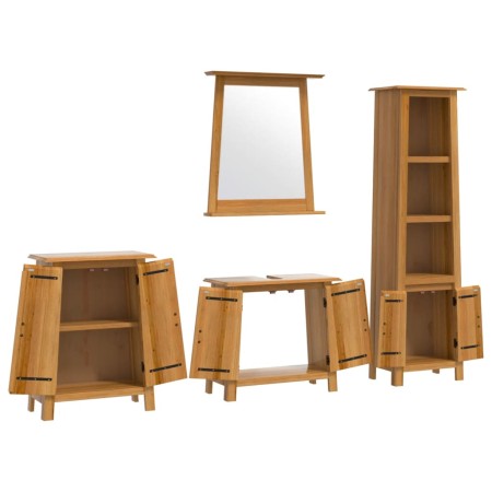 Set Mobili da Bagno 4 pz in Legno Massello di Pino