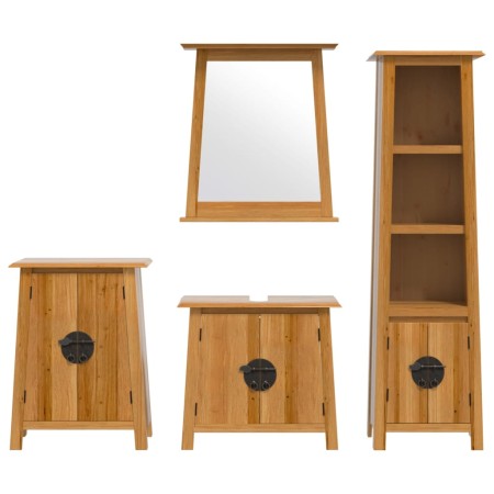 Set Mobili da Bagno 4 pz in Legno Massello di Pino