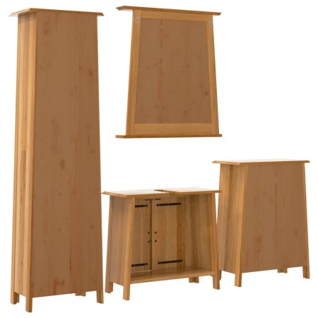 Set Mobili da Bagno 4 pz in Legno Massello di Pino