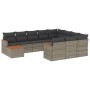 Set Divani da Giardino 11 pz con Cuscini in Polyrattan Grigio