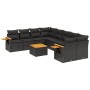 Set Divani da Giardino 9 pz con Cuscini Nero in Polyrattan